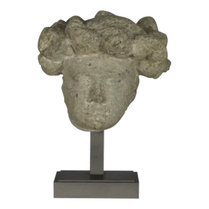 Antique German Medieval Stone Bust of an Angel