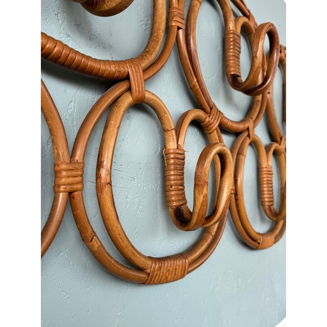 Bamboo and Wicker Coat Rack, Italy, 1960s For Sale - Image 6 of 12