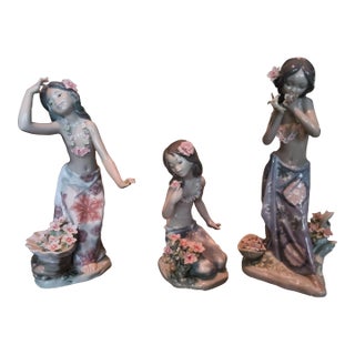 3 Lladró Porcelain Figurines; Tropical Hawaiian Series, Sculpted by Salvador Debón For Sale