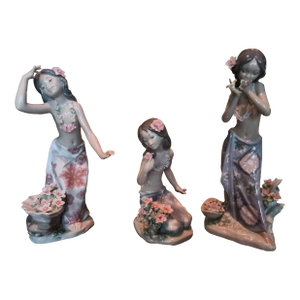 3 Lladró Porcelain Figurines; Tropical Hawaiian Series, Sculpted by Salvador Debón