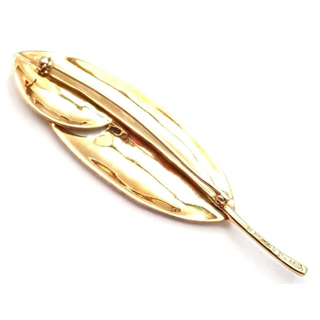 2000 - 2009 Tiffany & Co. Angela Cummings 18k Yellow Gold Leaf Pin Brooch For Sale - Image 5 of 5