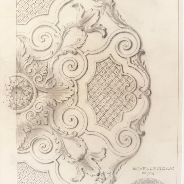 1940s Mid-20th Century Architectural Pencil Drawing by Maison Jansen For Sale - Image 5 of 6