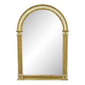 Antique Italian Neoclassical Carved Gold Giltwood Arched Large Wall Mirror
