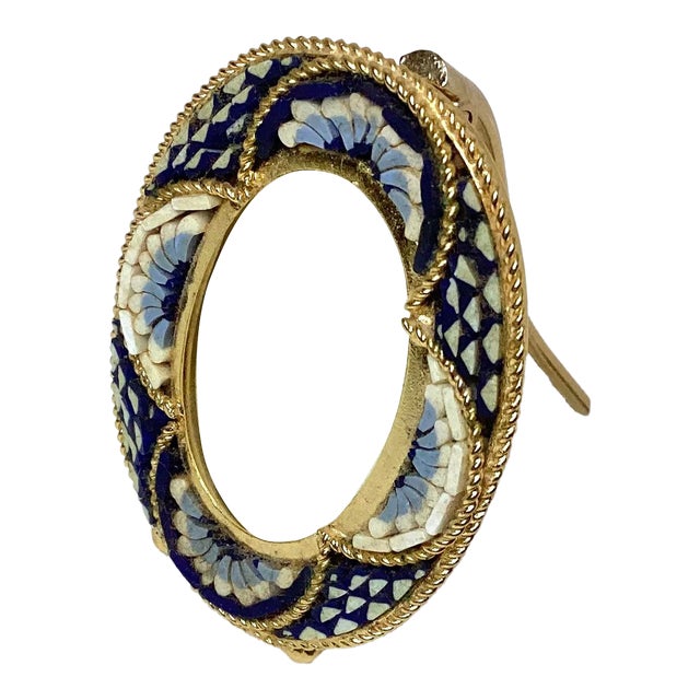 Vintage Blue and White Micro Mosaic Small Picture Frame For Sale