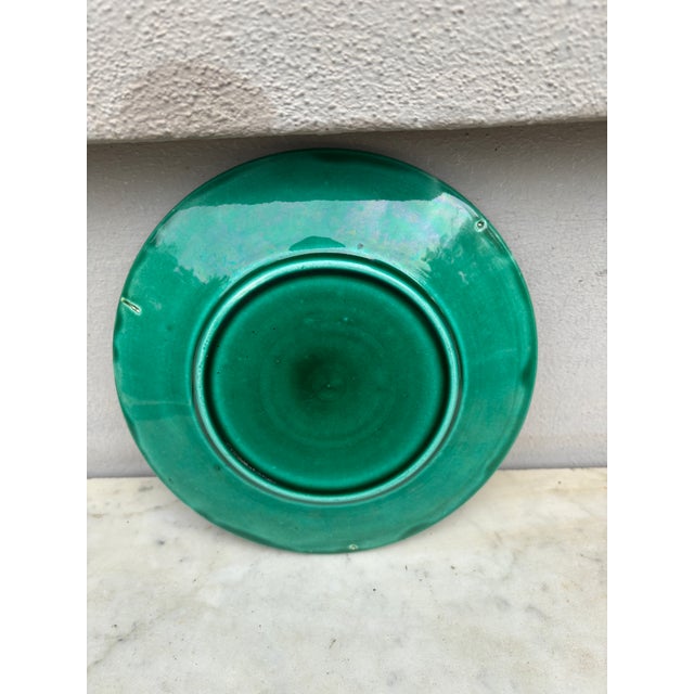 19th Century Green Majolica Orchid Plate Saint Clement For Sale - Image 4 of 4