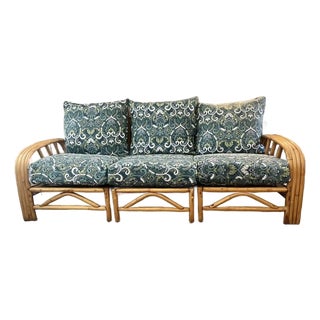 Vintage Beverly Hills Rattan Rare 4 Strand Modular Sofa For Sale