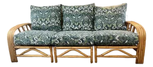 Vintage Beverly Hills Rattan Rare 4 Strand Modular Sofa