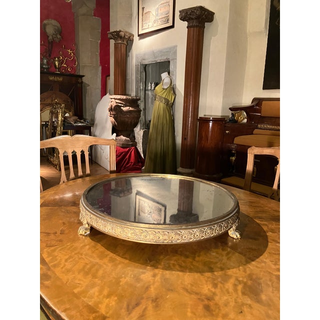 Traditional 19th Century Italian Empire Mercury-Gilded Bronze Mirrored Plateau Centerpiece For Sale - Image 3 of 15
