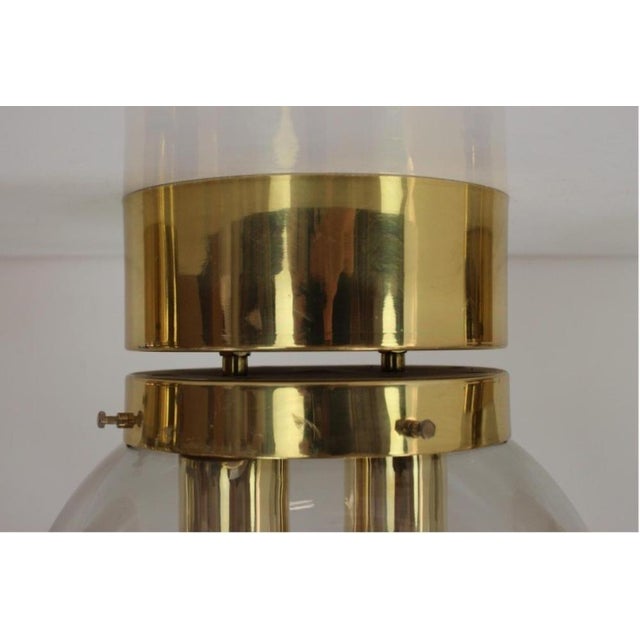 Large Czech Smoky Glass and Brass Ceiling Lights from Kamenický Šenov, 1970s, Set of 3 For Sale - Image 9 of 12