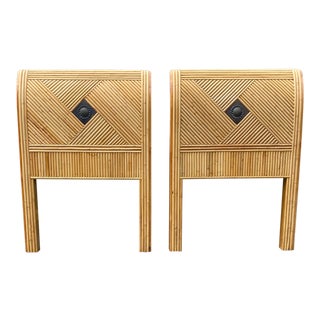 Vintage Pretzel Rattan High Back Twin Headboards - a Pair For Sale