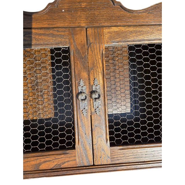 Ethan Allan Charter Oak Jacobean Hanging Wall Shelf Hutch Curio Display Cabinet For Sale - Image 13 of 14