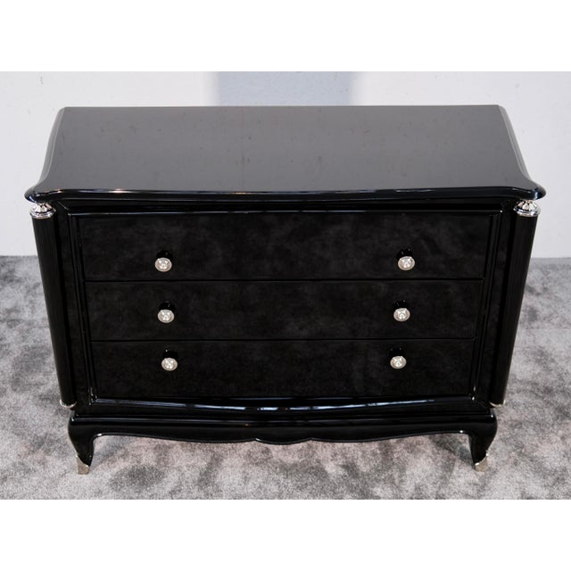 Art Deco Chest of 3 Drawers in High-Gloss Black Lacquer, France, 1930s For Sale - Image 6 of 11