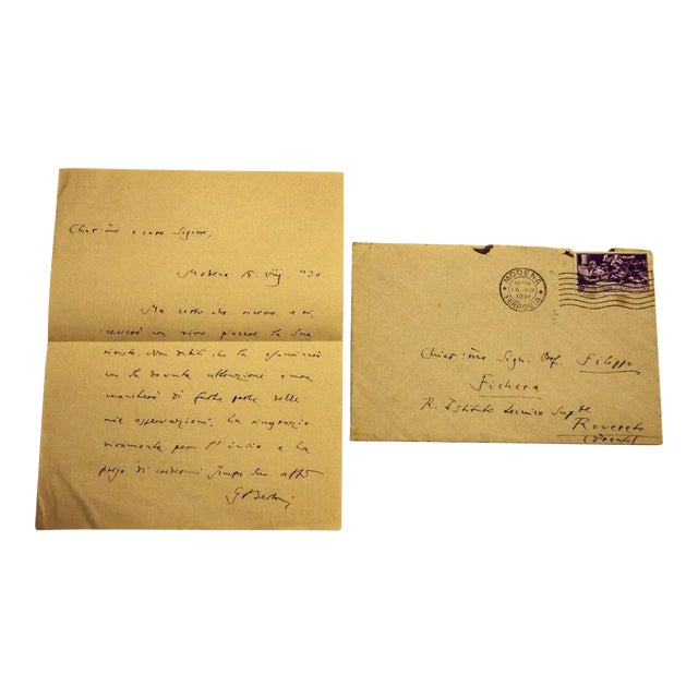 Letter by Enrico Bertini to Philip Fichera - 1930s For Sale