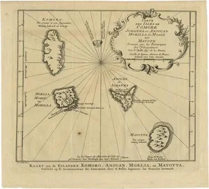 Antique Engraved Map of Comore Island by Van Schley, 1749