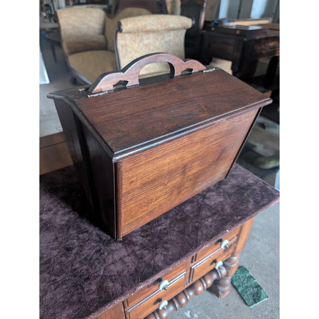 Wood Late 19th Century Dark Wood Carpenter’s Toolbox With Curved Handle For Sale - Image 7 of 8