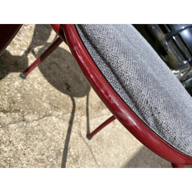 Burgundy Fabric and Metal Bistro Chair, 1990 For Sale - Image 12 of 18