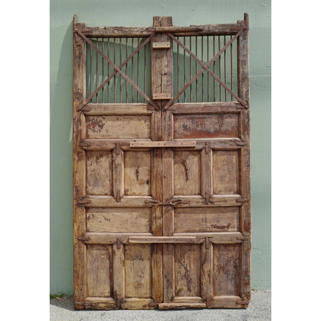 Early 20th Century Antique Old Indian Iron X Wood Gates For Sale - Image 5 of 8