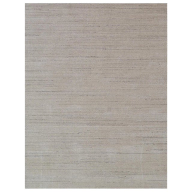 Banbury Handloom Wool Viscose Light Gray GrayRug - 9'x12' For Sale