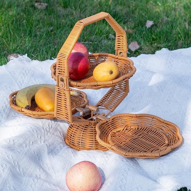 Folding Rattan Basket For Sale - Image 4 of 7