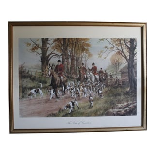 Vintage Lithograph of a British Fox Hunting Scene "The Pink of Condition" by George Wright For Sale