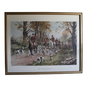 Vintage Lithograph of a British Fox Hunting Scene "The Pink of Condition" by George Wright