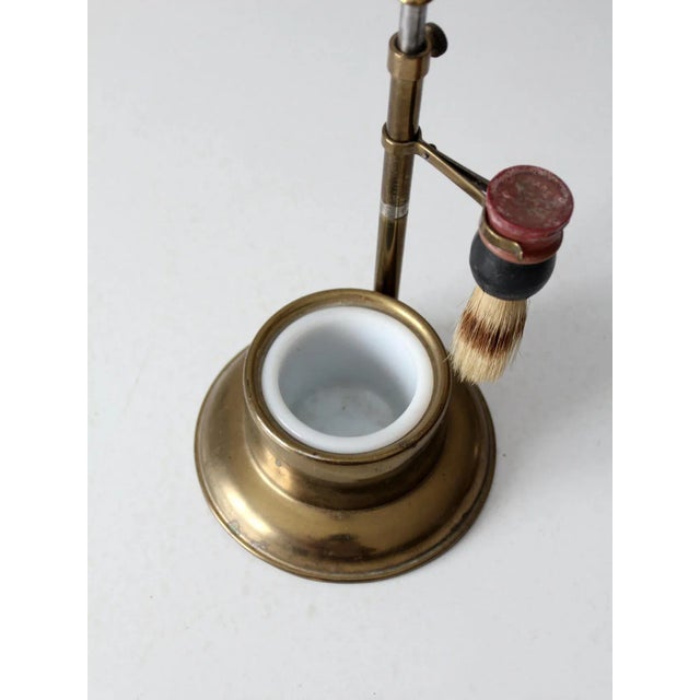 Mid-Century Modern Antique Brass Shaving Mirror Set For Sale - Image 3 of 13