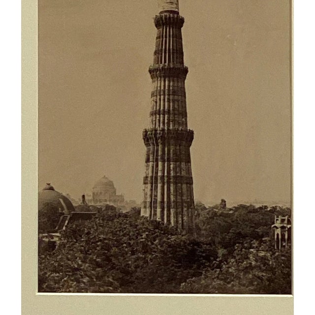 Indian Antique Photograph of Column Quatab Minar, Delhi India For Sale - Image 3 of 5