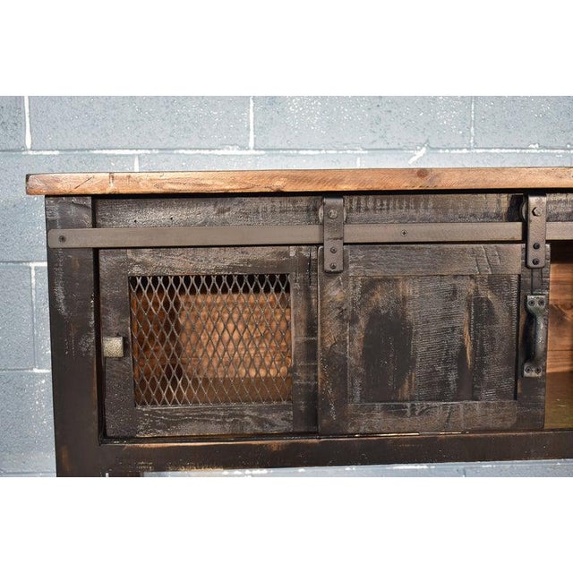 Crafters and Weavers Greenview Sliding Door Console Table - Distressed Black For Sale - Image 4 of 5