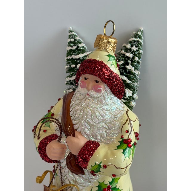 Patricia Breen “Holly’s” Santa Hand-Painted Glass Christmas Ornament For Sale - Image 12 of 12