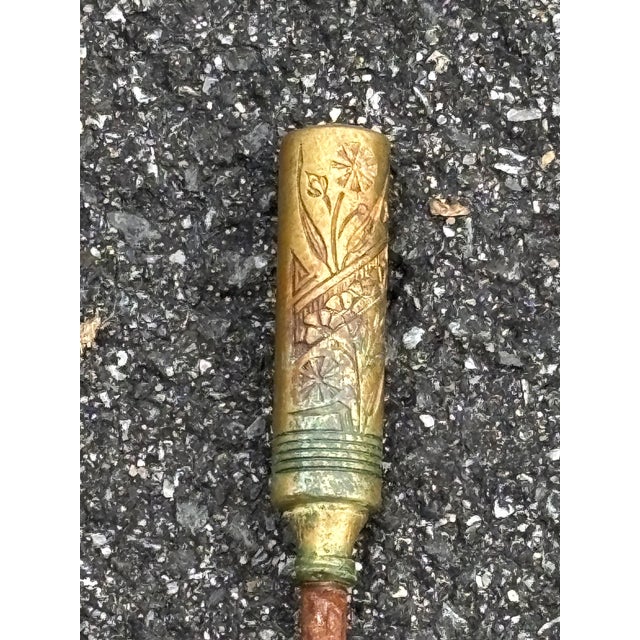 Late 19th C. Chinoiserie Shepard & Co. Antique Hand Painted Brass Trim Coal Scuttle With Integrated Fireplace Tools For Sale - Image 16 of 17