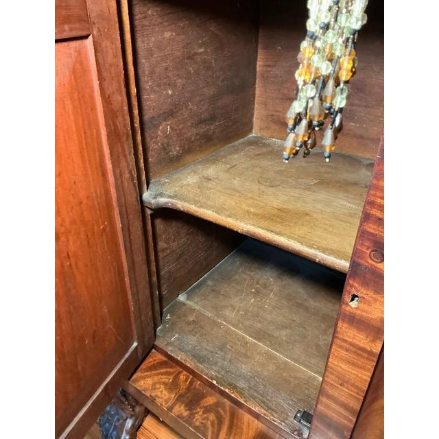 Antique American Empire Carved Flame Mahogany Sideboard With Lion Paw Feet For Sale - Image 15 of 18