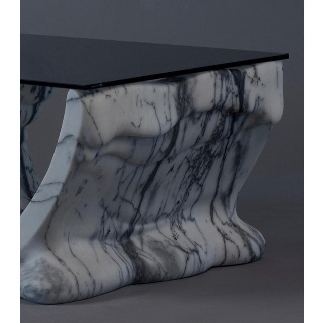 Shape Coffee Table in Marble and Tempered Glass by Manta For Sale - Image 4 of 8