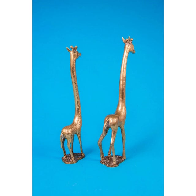 Vintage 1970's Solid Brass Giraffes - a Pair For Sale - Image 9 of 10