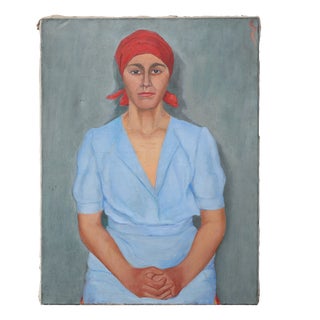 Belgian Artist, Expressionist Portrait of a Woman, 1950s, Oil on Canvas For Sale
