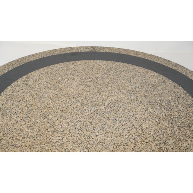 1980s Striking Postmodern Granite & Ebonized Inlay Pedestal Dining Table on Fluted Column Base For Sale In Los Angeles - Image 6 of 8