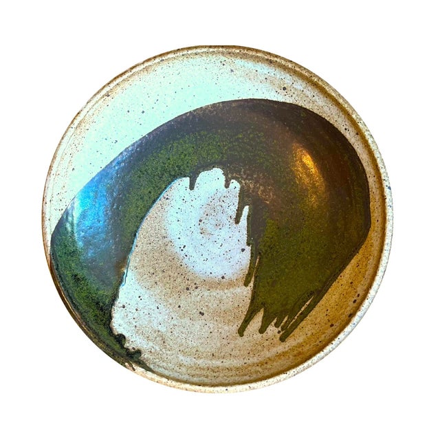 Abstract Wave 20" Stoneware Centerpiece Bowl - 1980's by Ken Edwards - Montana For Sale - Image 9 of 9