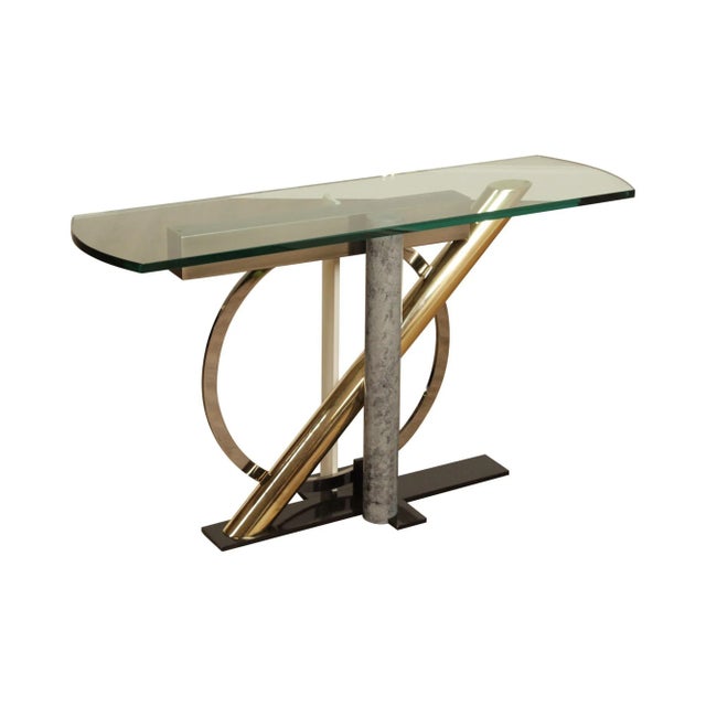 Kaizo Oto For Design Institute of America Post Modern Mixed Metal Console Table For Sale - Image 13 of 13