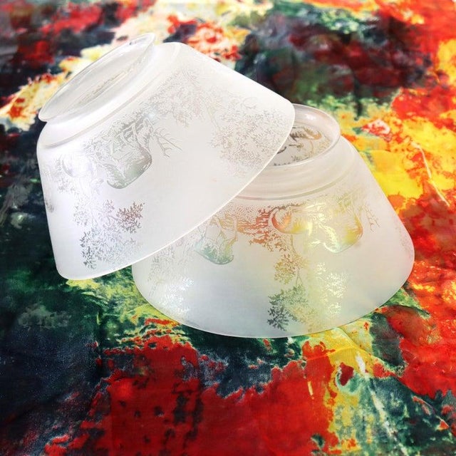 Pair of Antique Figural Elk Etched Glass Lamp Shades C1890 For Sale - Image 4 of 10