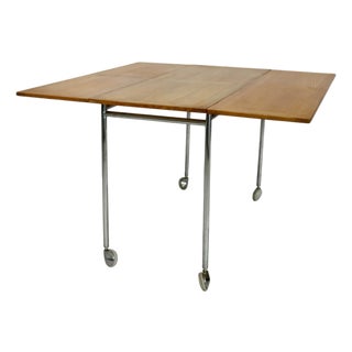 Berit Folding Side Table with Drop-Leaf Extensions attributed to Bruno Mathsson for Karl Mathsson Firma, Sweden, 1950s For Sale