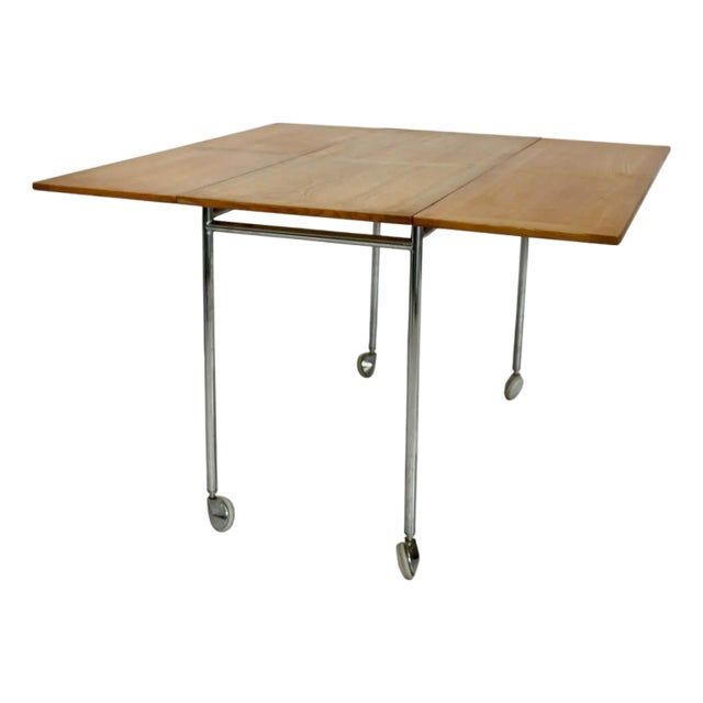 Berit Folding Side Table with Drop-Leaf Extensions attributed to Bruno Mathsson for Karl Mathsson Firma, Sweden, 1950s For Sale