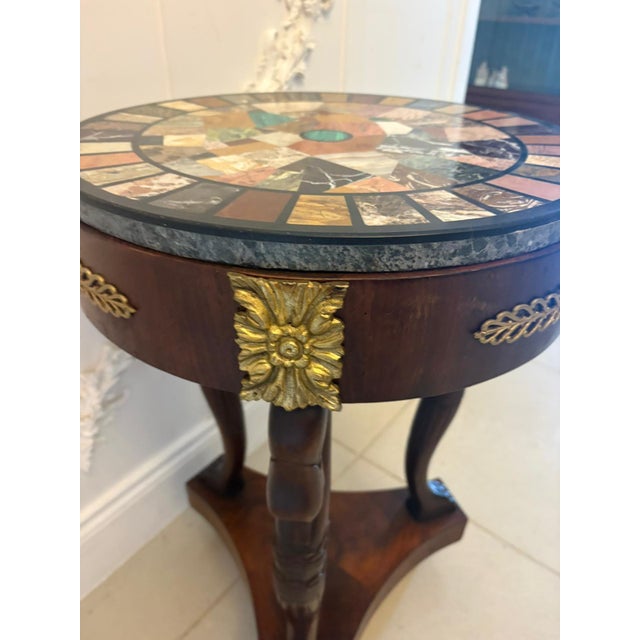 Antique Victorian Specimen Marble Top Centre Table Mahogany Swan Support Side Table, 1860 For Sale - Image 3 of 18