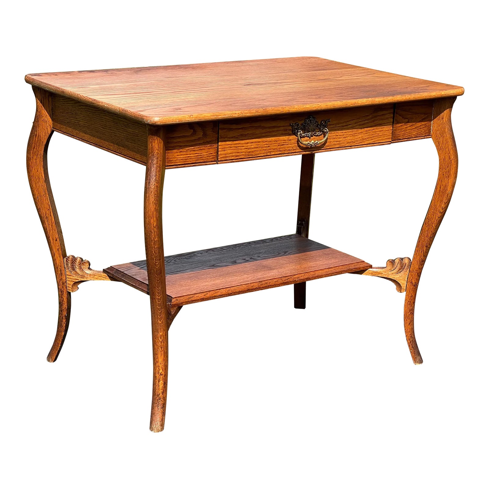 1900s Antique Victorian Oak One Drawer Side Table | Chairish