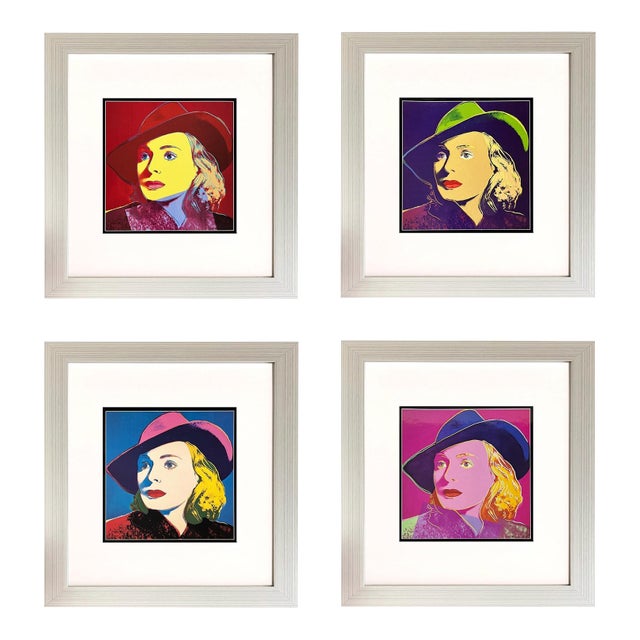 1983 Andy Warhol Set of Four Ingrid Bergman With Hat 1-2-4-7 Framed For Sale