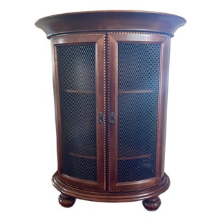 1990s Vintage Oval Shaped Cabinet With Shelves and Wire Meshing For Sale