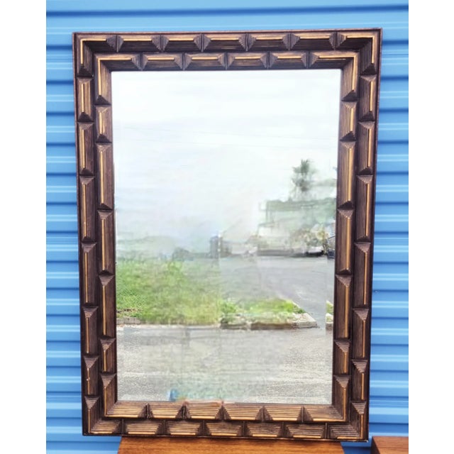 Vintage Antique Gold Double Layered Modern Rectangular Block Frame Wall Mirror For Sale - Image 10 of 10