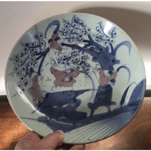 Antique Early 19th Century Chinese Porcelain Low Bowl or Platter in Blue & White For Sale - Image 4 of 9