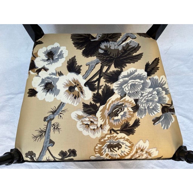 Black Pyne Hollyhock Chintz Black Neoclassical Armchair For Sale - Image 8 of 16