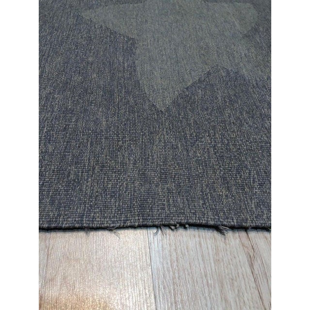 Contemporary 6x8 Gray Flat Weave Wool Abstract Starry Stripe Vintage Mid Century Carpet Rug For Sale - Image 3 of 3