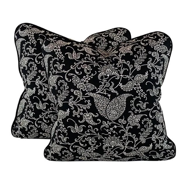 Designer Premier Prints MM Designs Black & White Botanical Floral Leaf Paisley Scroll Pillow Covers- a Pair For Sale - Image 9 of 9