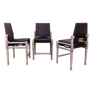 Richard Wrightman "Chatwin" Counter Chairs in White Oak and Leather For Sale